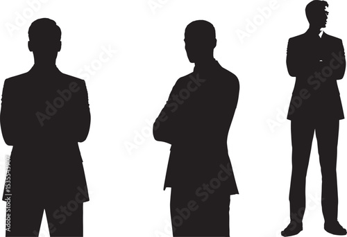  Business Men Silhouettes - Confident Corporate Professionals Vector