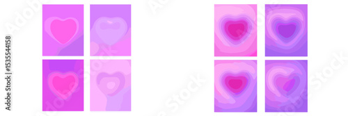 Colorful heart shapes in soft pastel tones create a dreamy aesthetic for digital backgrounds or patterns