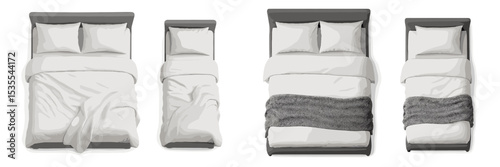 Overview of different modern bed styles showcasing various bedding arrangements and designs in a minimalist aesthetic