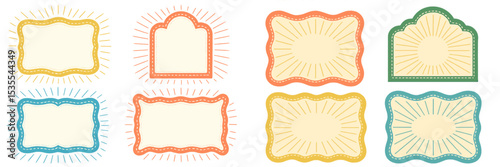 Decorative framed labels with vibrant designs for various uses in crafts or events