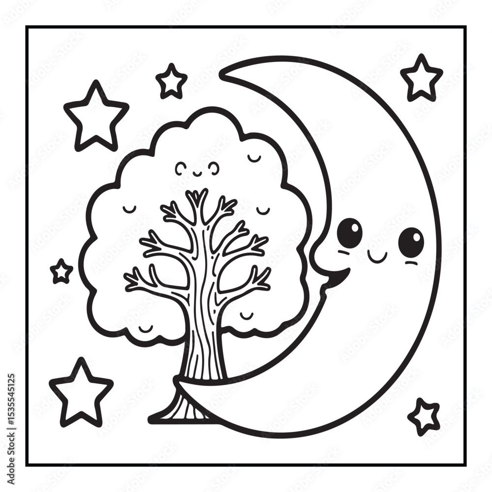 Fototapeta premium Dreaming Tree Coloring Pages For Kids