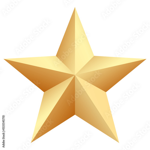 An illustration of a golden star shape isolated on a white background