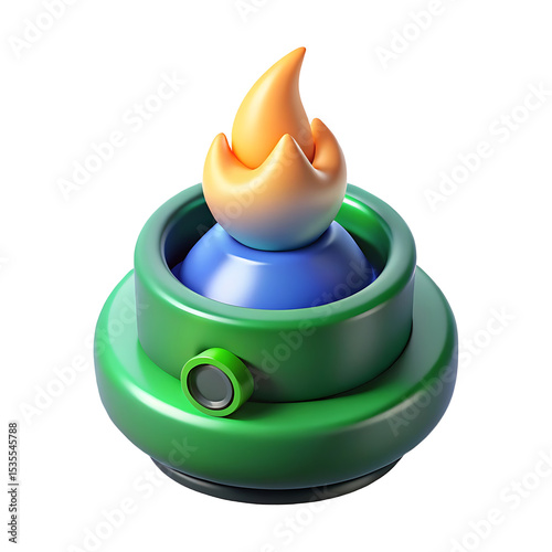 Abstract 3d flame icon isolated on transparent background
