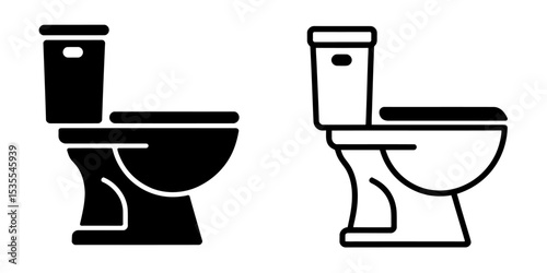 Side View Toilet Icons. Filled and Outline Vector Illustration