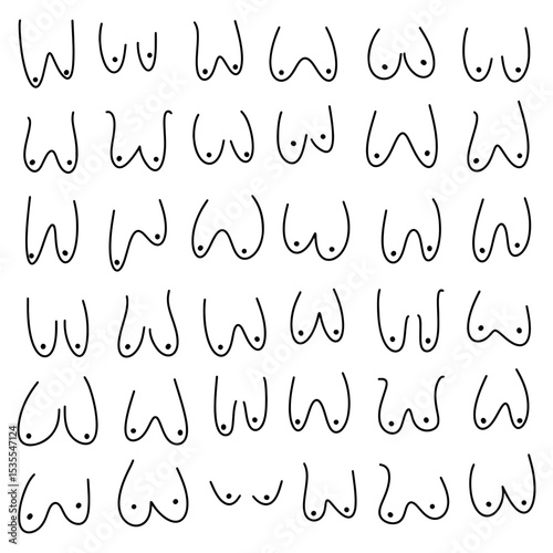 Vector illustration. Set of baby bust for printing. Minimalism