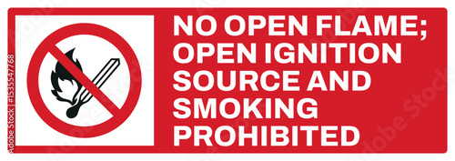 prohibition safety signs v2 uppercase text_no open flame; open ignition source and smoking prohibited landscape size 1/2 a4,a3,a2,a1	 
