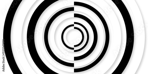 Black and white abstract background with circle lines spiral. Optical illusion tunnel with black and white pattern. Abstract Monochrome Spiral Tunnel. you can use poster, banner, vector illustration.	