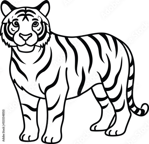 Tiger black silhouette on white background