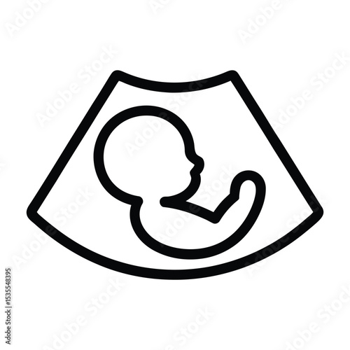 Pregnancy Ultrasound Icon, Vector, Illustration, Icon, Outline, Line Art, Silhouette, Logo, White Background.