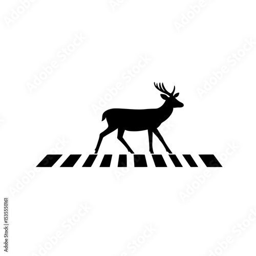 Vector deer crossing icon