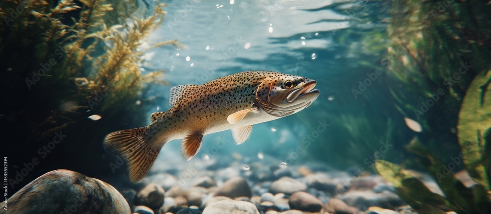 Naklejka premium Trout in a freshwater stream