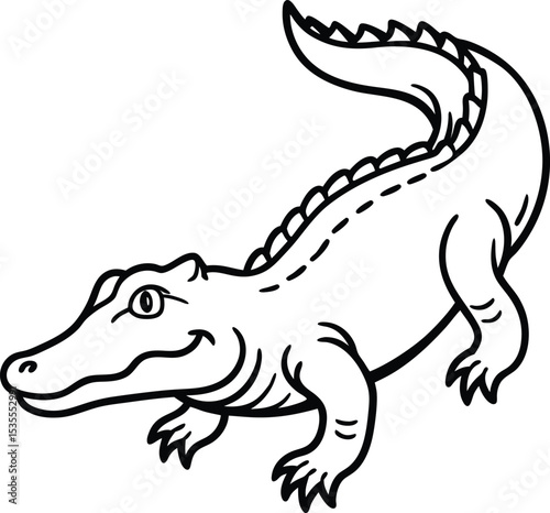 Alligator  black silhouette on white background