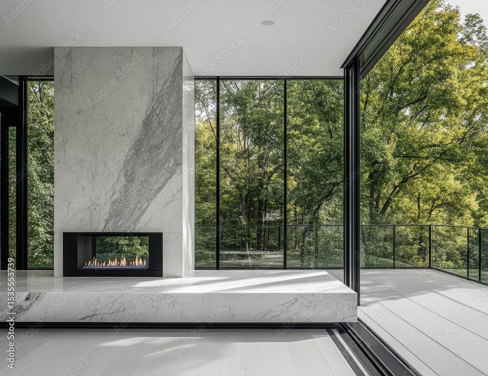 Fototapeta premium Modern home interior with expansive views