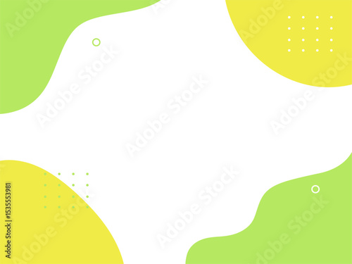 かわいい緑の流体シェイプの背景イラスト素材　flat hand drawn fluid blue shapes background.Cute abstract shapes.Vector loose frame.