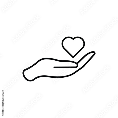 Heart in hand icon outlines