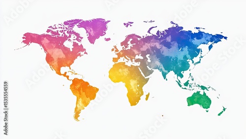 Vibrant world map with colorful gradient shading