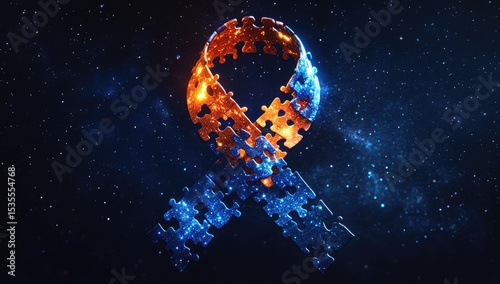 A ribbon of puzzle pieces, representing unity and understanding