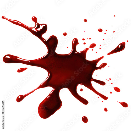 Red blood splatter isolated on transparent background