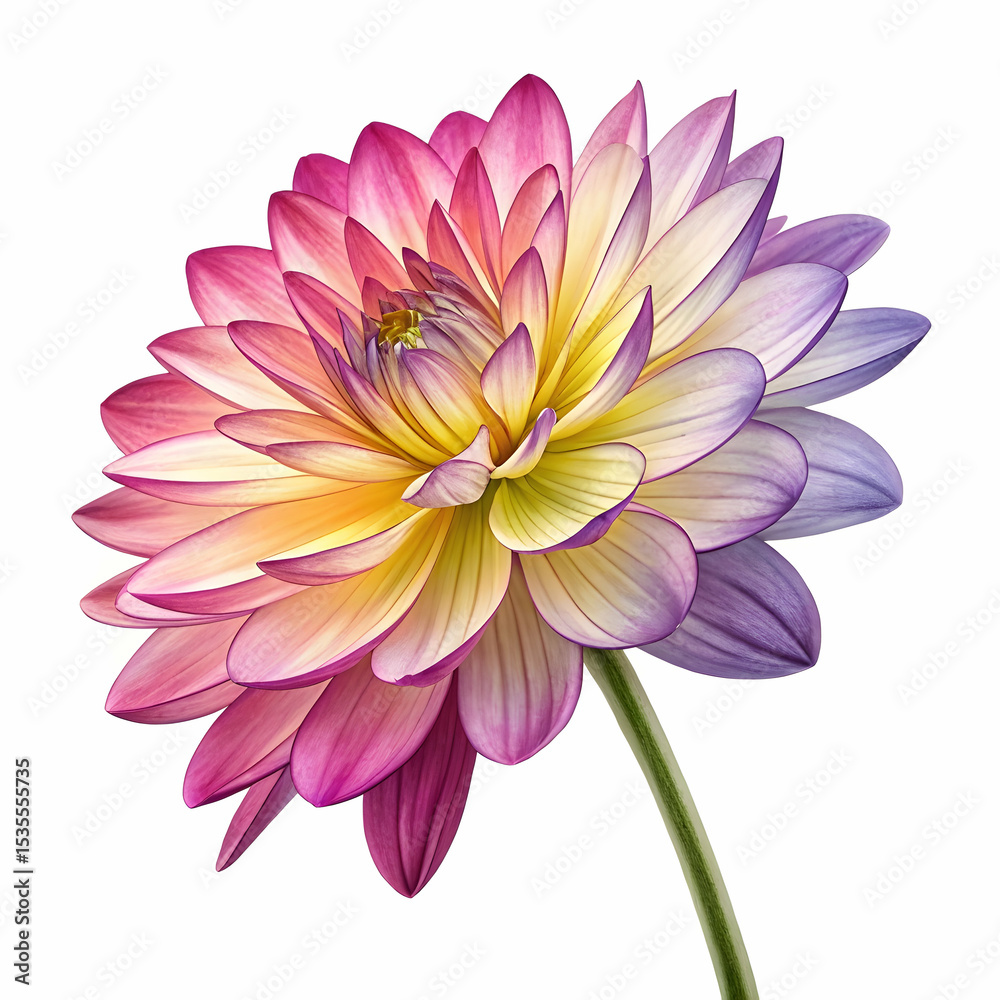 Fototapeta premium Une fleur colorée élégante illustrée sur un fond transparent parfaite pour design floral décoratif 