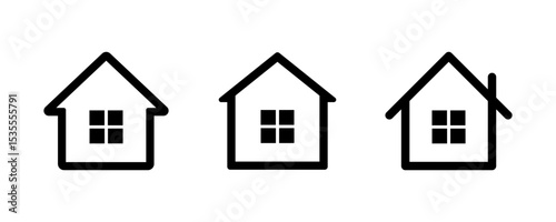 Home icon. House symbol. Set of real estate objects and houses black icons. House icon set. Vector illustration