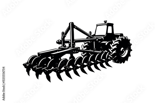 Retro Field Tractor Silhouette Vector Vintage Agricultural Machinery Clipart design