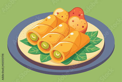 A delicious vector illustration featuring a healthy breakfast with fresh bread, fruit, and cheese, alongside a gourmet chicken dinner with grilled vegetables
