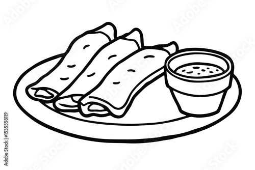 Delicious cartoon vector illustration of a sweet cake with a spoon on a plate, perfect for breakfast or dessert