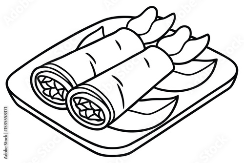 Hand-drawn vector illustration of an old, isolated metal tin can with a blank paper scroll