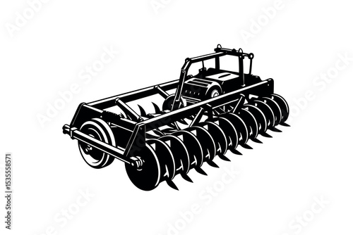 Retro Field Tractor Silhouette Vector Vintage Agricultural Machinery Clipart design