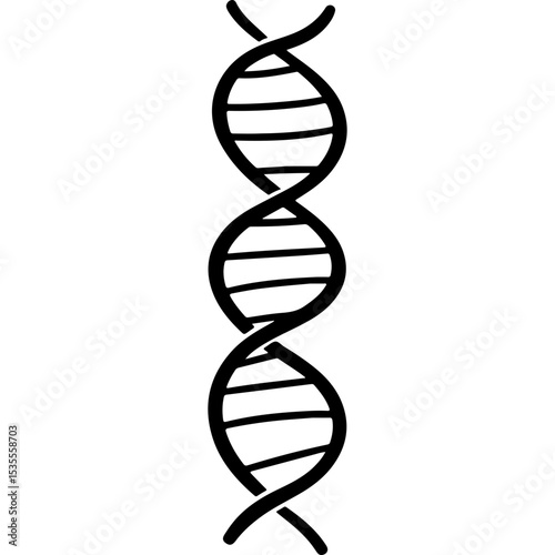 DNA double helix illustration in simple black line art style  
