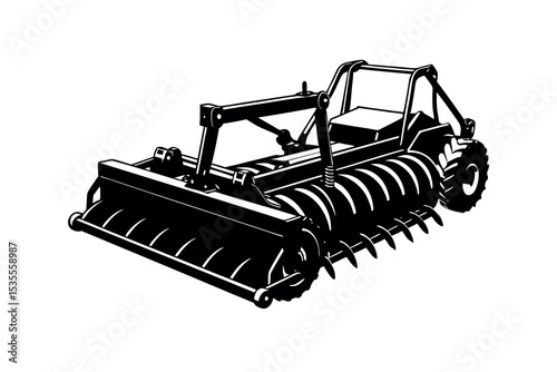 Retro Field Tractor Silhouette Vector Vintage Agricultural Machinery Clipart design