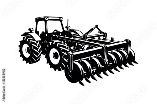 Retro Field Tractor Silhouette Vector Vintage Agricultural Machinery Clipart design