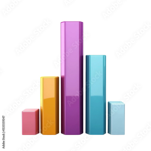 Free Download Colorful 3D bar graph representing data visualization with varying heights. vibrant colors include pink, orange, purple, blue, and teal, showcasing modern design - GFXLoad