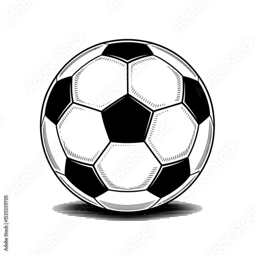 A Detailed Black and White Illustration of a Soccer Ball