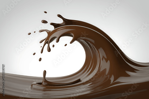 Dynamic Chocolate Wave A Digital Illustration of Melted Chocolate Splash