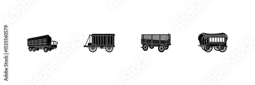 Farm Machinery Silhouette Vector – Harvest Tools and Rural Equipment Clipart Set design