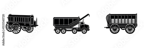 Farm Machinery Silhouette Vector – Harvest Tools and Rural Equipment Clipart Set design
