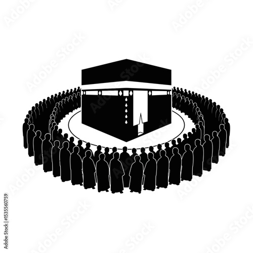 Silhouette: Pilgrims Performing Tawaf Around Kaaba  Unity & Devotion