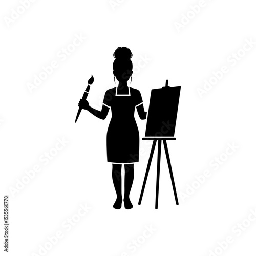 Silhouette: Young Woman with Paintbrush & Canvas  Creative Arts & Expression