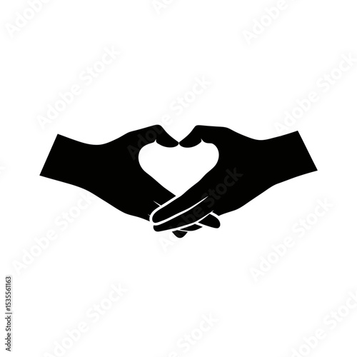 Silhouette: Heart from Interlocking Hands  Diverse Friendship & Connection