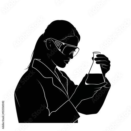 Silhouette: Girl in Safety Goggles Examining Beaker  Science & STEM Education