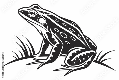 wood frog sihouette black vector
