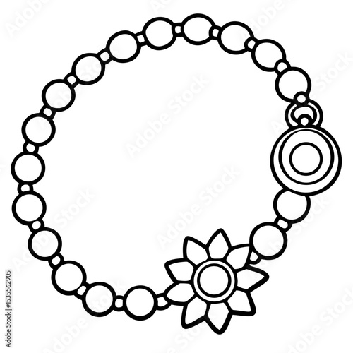 Charm bracelet  line art vector