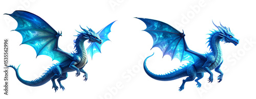  Mystical Blue Dragon Gliding Across the Northern Lights Transparent Background PNG