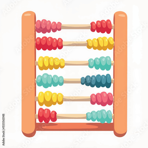 Colorful abacus illustration on white background, playful learning concept
