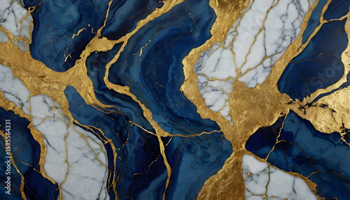 Luxurious Blue and Gold Marble Design for Sophisticated Decor.