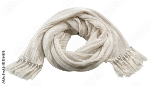 Cream-colored fringed shawl
