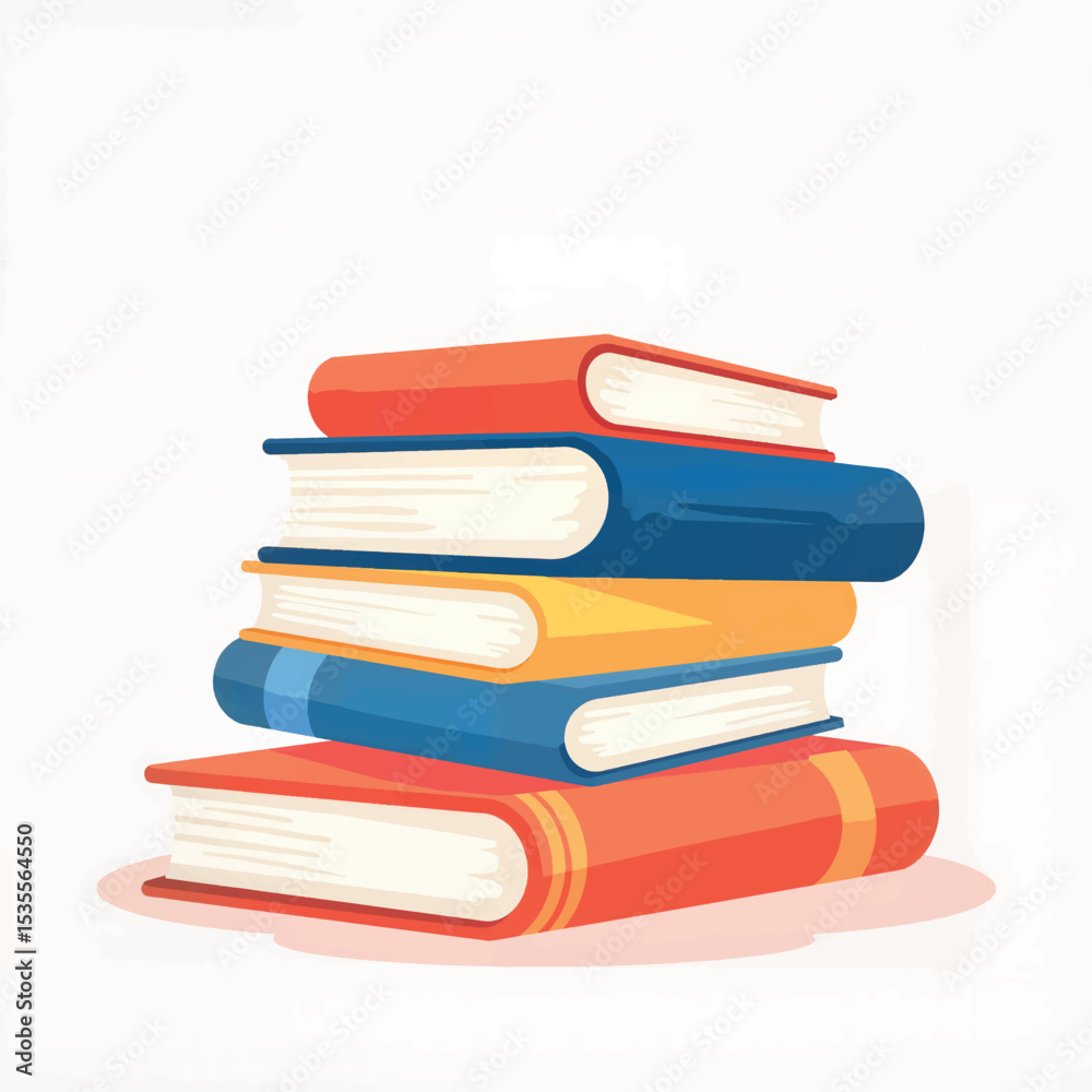 Colorful stack of educational books on white background, learning concept