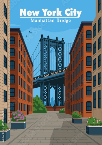 View of manhattan bridge new york city of united state 