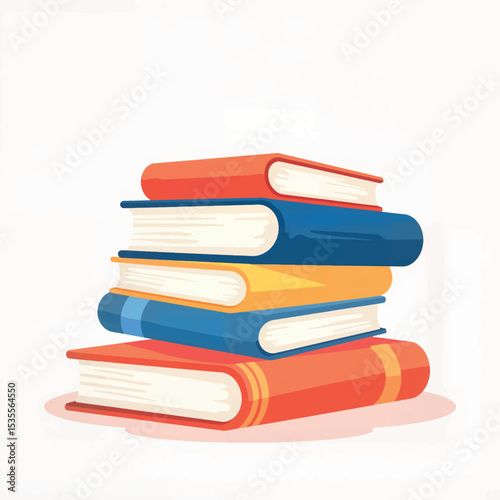 Colorful stack of educational books on white background, learning concept